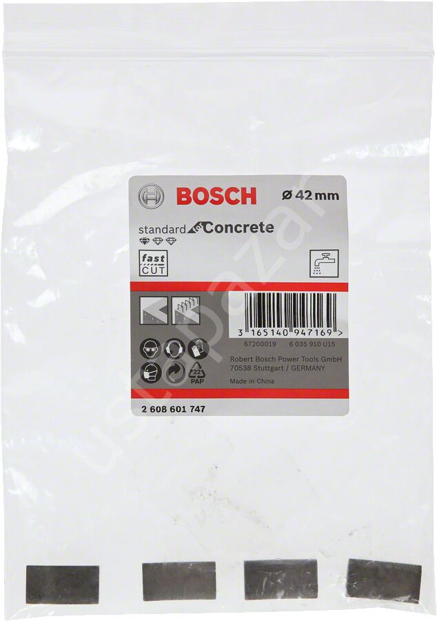 Bosch - Standard Seri Sulu Elmas Karot Ucu Segmanı 42mm G1/2'' 4'lü 2608601747