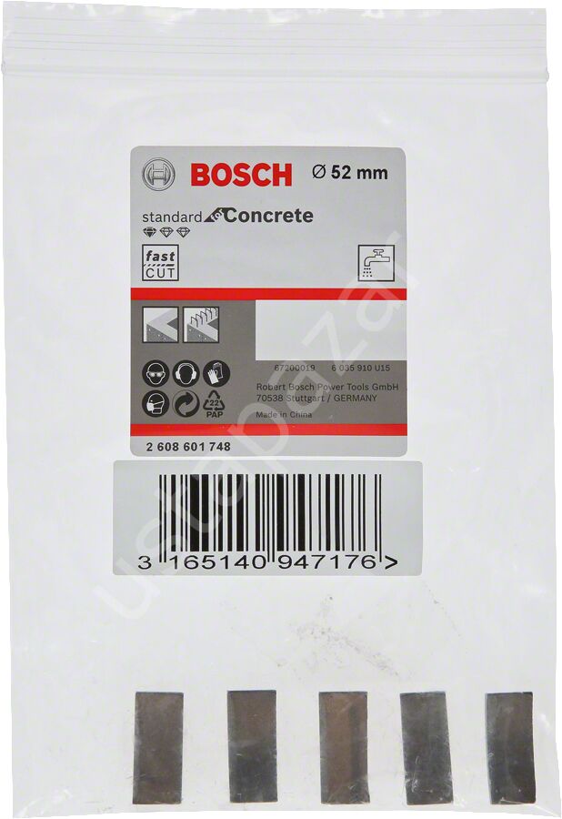 Bosch - Standard Seri Sulu Elmas Karot Ucu Segmanı 52mm 1 1/4'' 5'li 2608601748