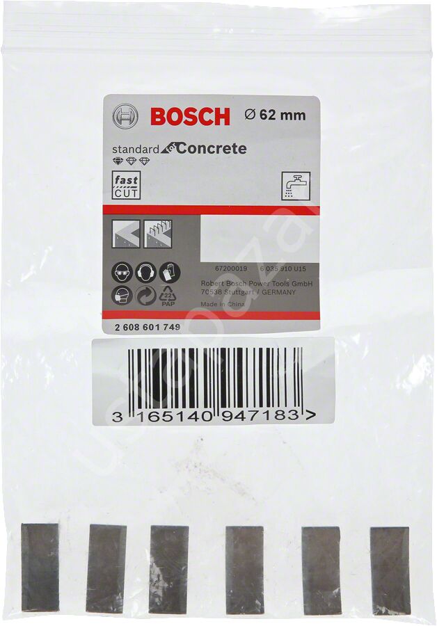 Bosch - Standard Seri Sulu Elmas Karot Ucu Segmanı 62mm 1 1/4'' 6'lı 2608601749