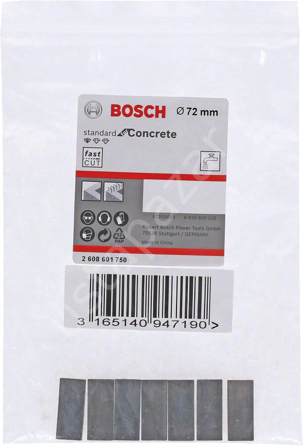 Bosch - Standard Seri Sulu Elmas Karot Ucu Segmanı 72mm 1 1/4'' 7'li 2608601750