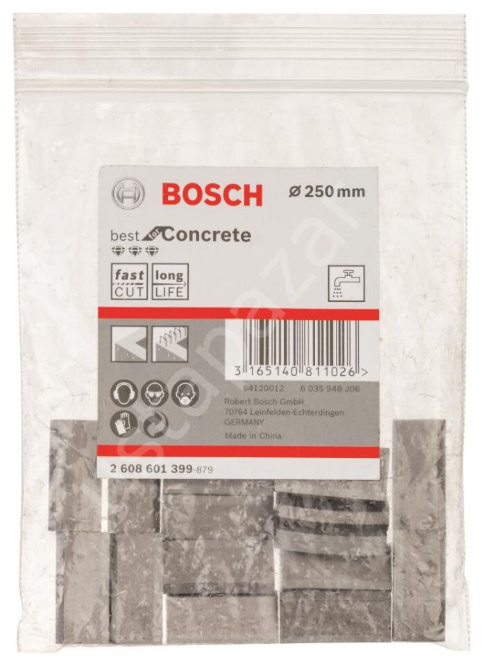 Bosch - Best Serisi Elmas Sulu Karot Uç Segmanı 250 mm İçin 16 Parça 2608601399