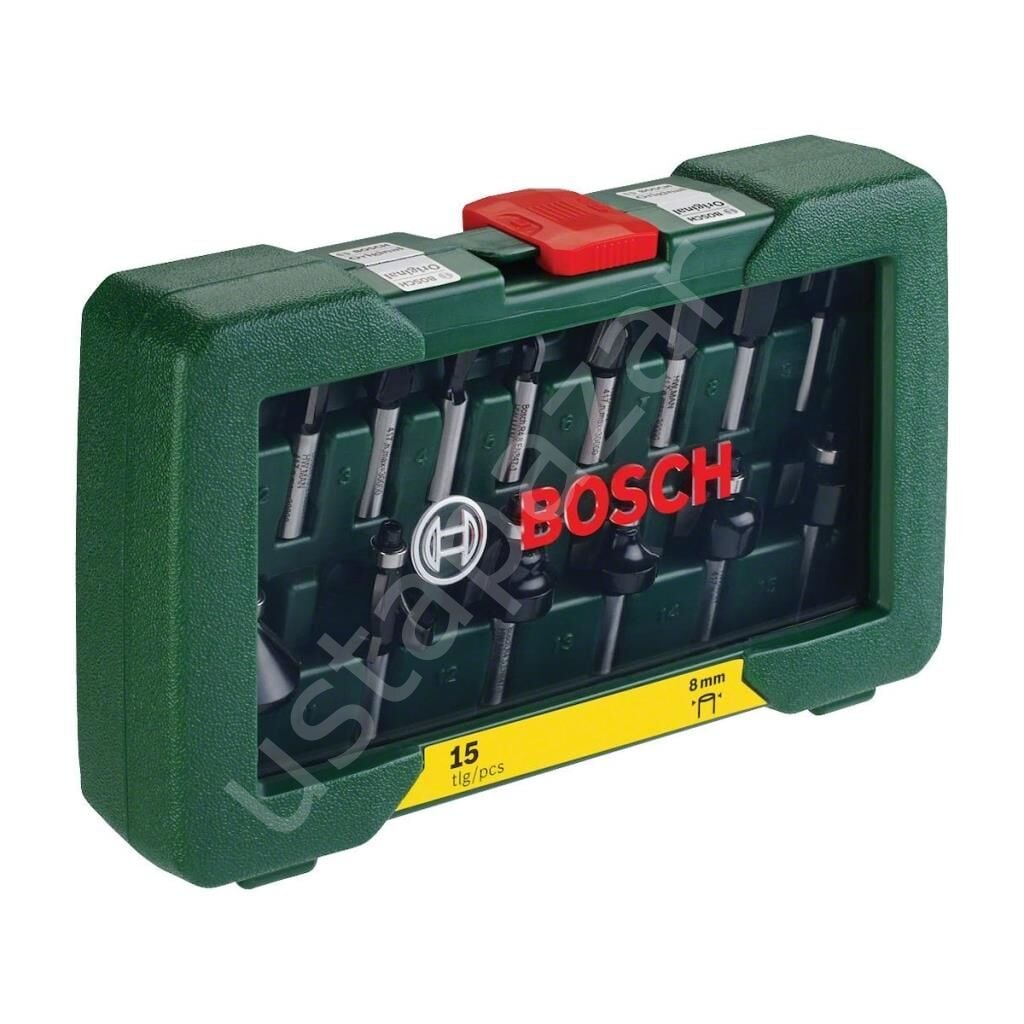 Bosch - 15 Parça Freze Seti 8 mm Şaftlı 2607019469