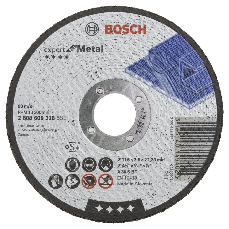 Bosch - 115*2,5 mm Expert Serisi Düz Metal Kesme Diski (Taş) 2608600318