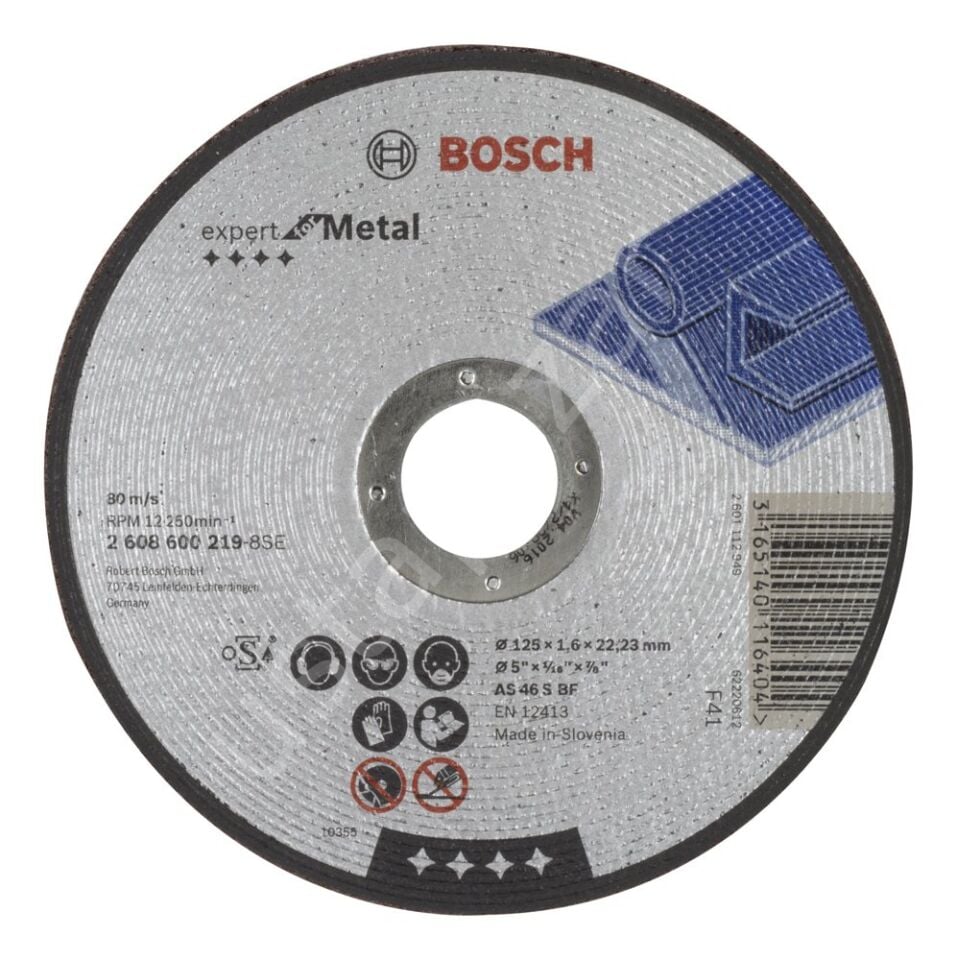 Bosch - 125*1,6 mm Expert Serisi Düz Metal Kesme Diski (Taş) 2608600219