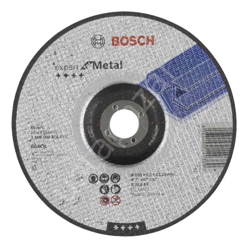Bosch - 180*3,0 mm Expert Serisi Bombeli Metal Kesme Diski (Taş) 2608600316