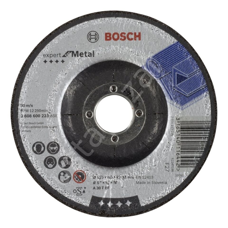 Bosch - 125*6,0 mm Expert Serisi Bombeli Metal Taşlama Diski (Taş) 2608600223