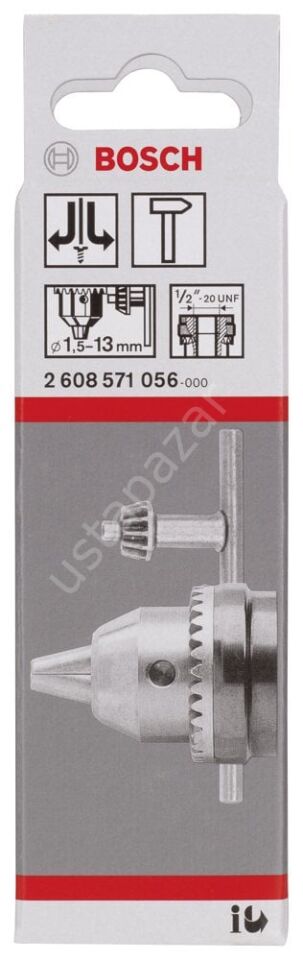 Bosch - 1/2''-20 - 1,5-13 mm Anahtarlı Mandren 2608571056