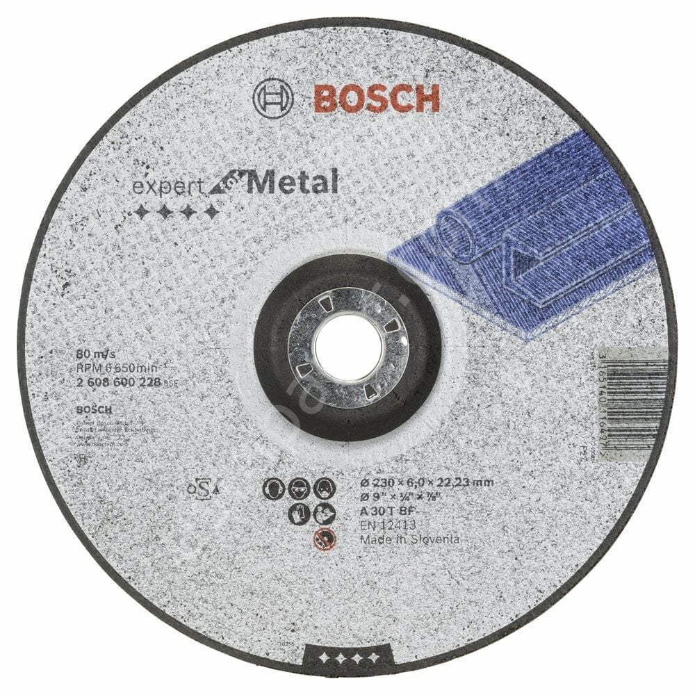 Bosch - 230*6,0 mm Expert Serisi Bombeli Metal Taşlama Diski (Taş) 2608600228