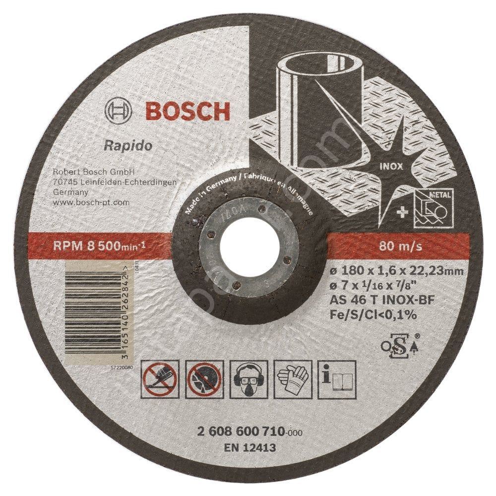 Bosch - 180*1,6mm Expert Serisi Bombeli Inox (Paslanmaz Çelik) Kesme Diski (Taş) - Rapido 2608600710
