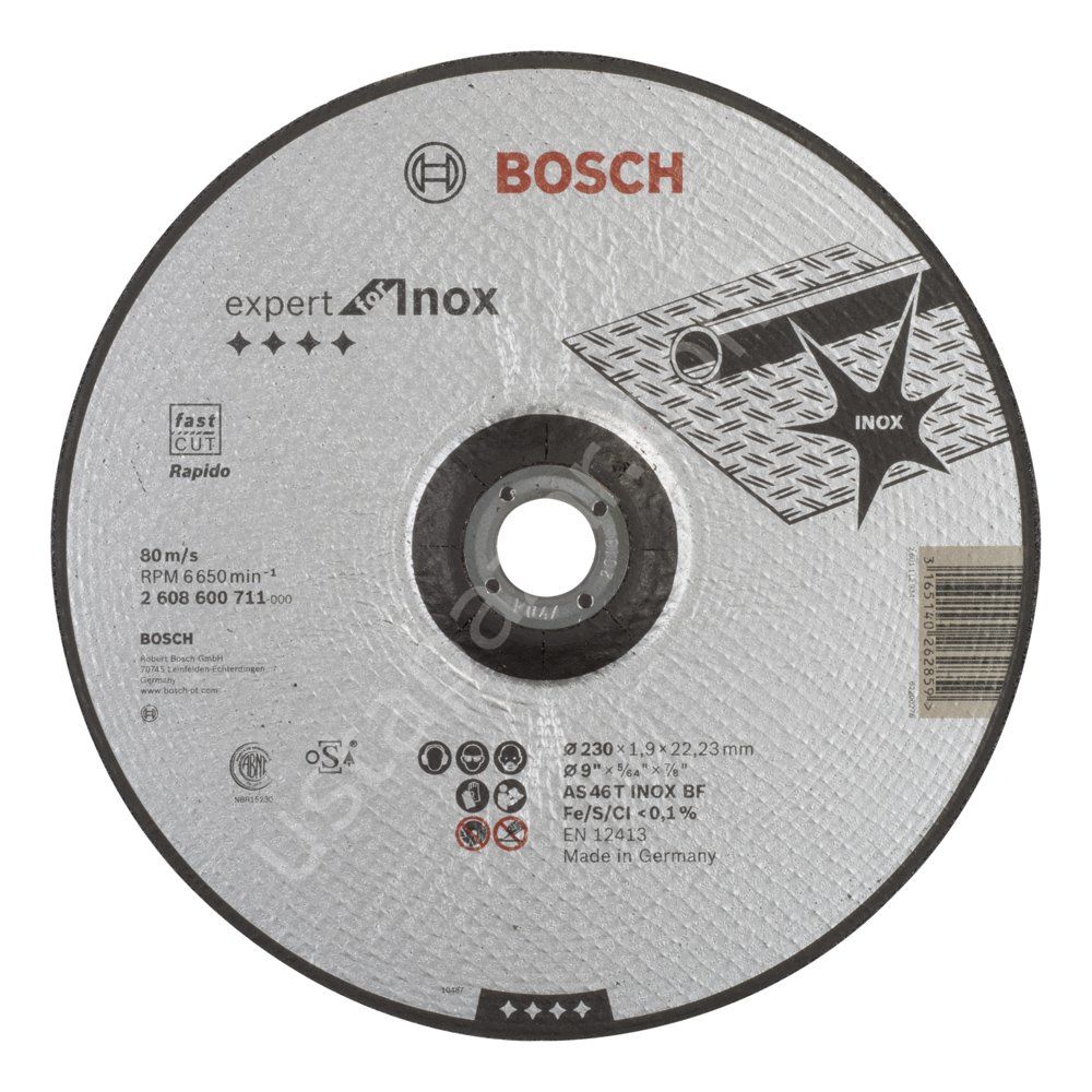 Bosch - 230*1,9mm Expert Serisi Bombeli Inox (Paslanmaz Çelik) Kesme Diski (Taş) - Rapido 2608600711