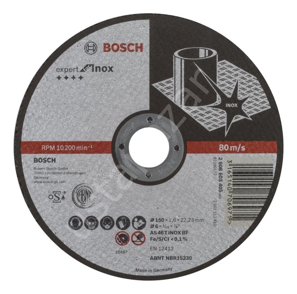 Bosch - 150*1,6 mm Expert Serisi Düz Inox (Paslanmaz Çelik) Kesme Diski (Taş) 2608603405