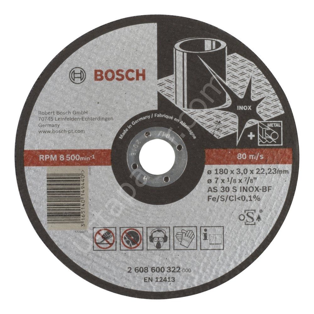 Bosch - 180*3,0 mm Expert Serisi Düz Inox (Paslanmaz Çelik) Kesme Diski (Taş) 2608600322