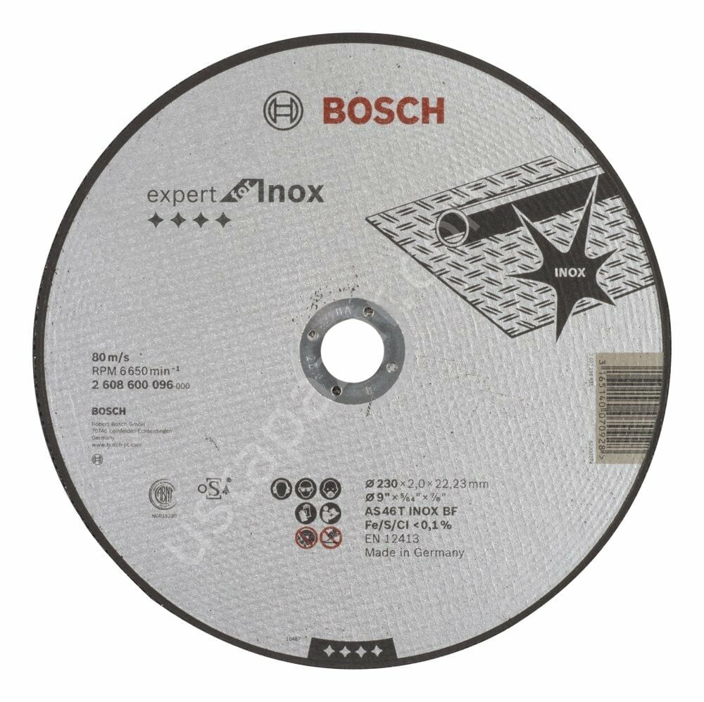 Bosch - 230*2,0 mm Expert Serisi Düz Inox (Paslanmaz Çelik) Kesme Diski (Taş) 2608600096