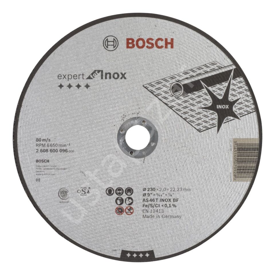 Bosch - 230*2,0 mm Expert Serisi Düz Inox (Paslanmaz Çelik) Kesme Diski (Taş) 2608600096