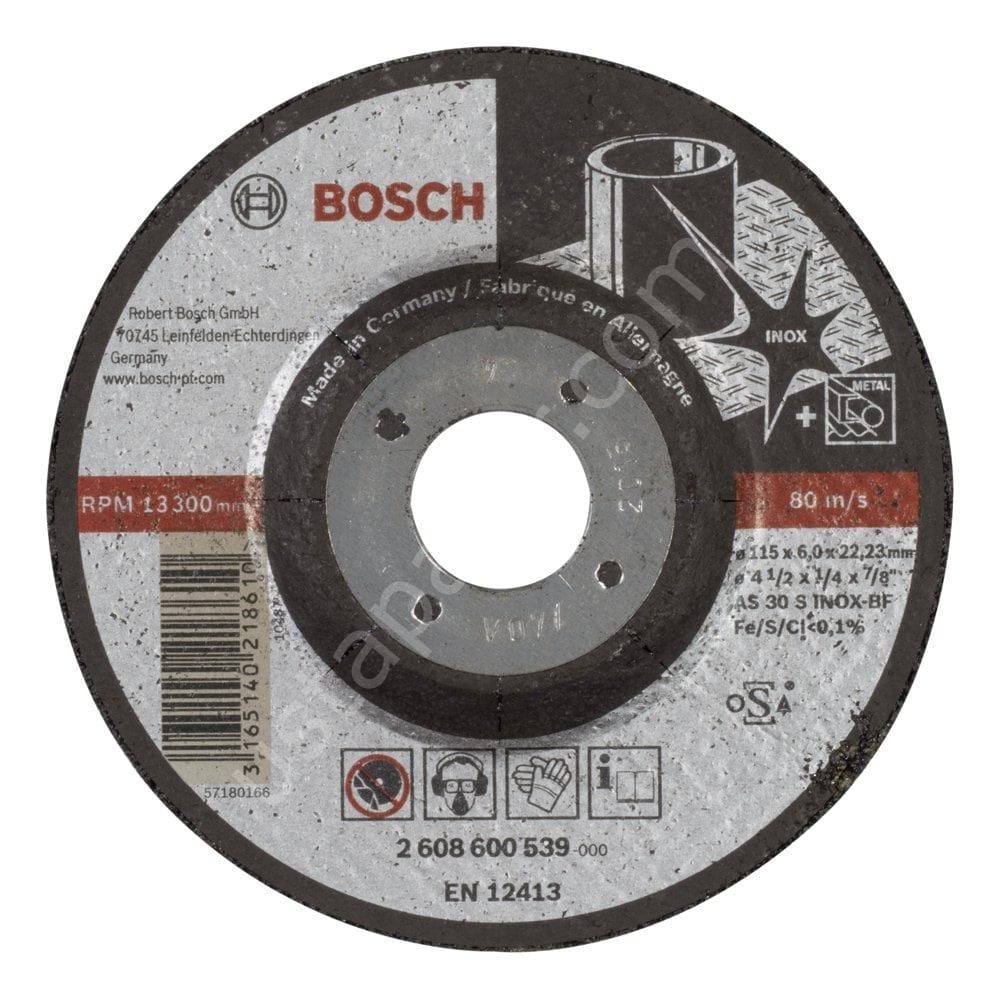 Bosch - 115*6,0 mm Expert Serisi Bombeli Inox (Paslanmaz Çelik) Taşlama Diski (Taş) 2608600539