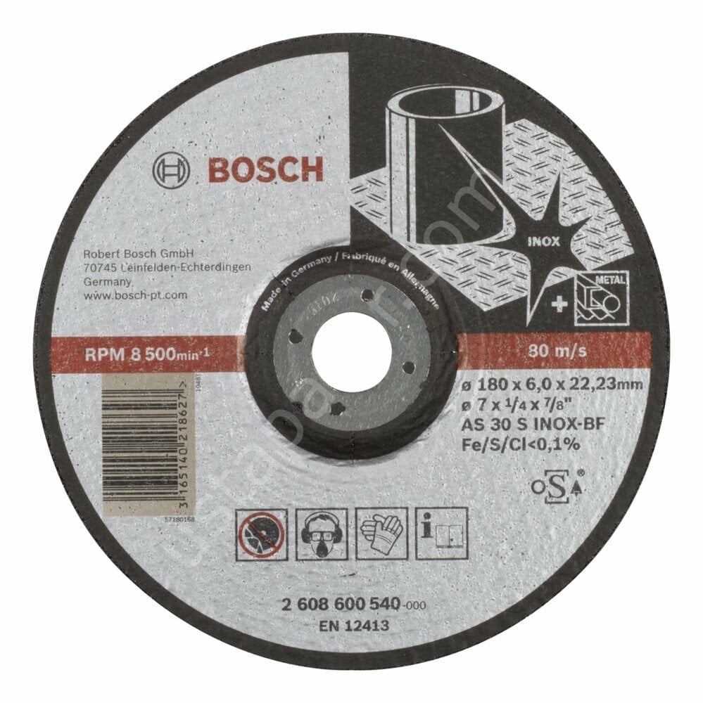 Bosch - 180*6,0 mm Expert Serisi Bombeli Inox (Paslanmaz Çelik) Taşlama Diski (Taş) 2608600540