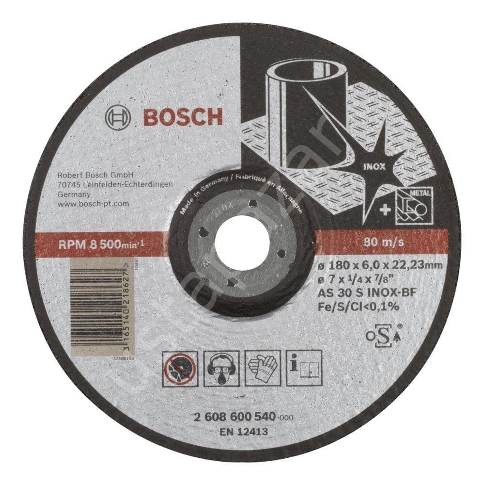 Bosch - 180*6,0 mm Expert Serisi Bombeli Inox (Paslanmaz Çelik) Taşlama Diski (Taş) 2608600540