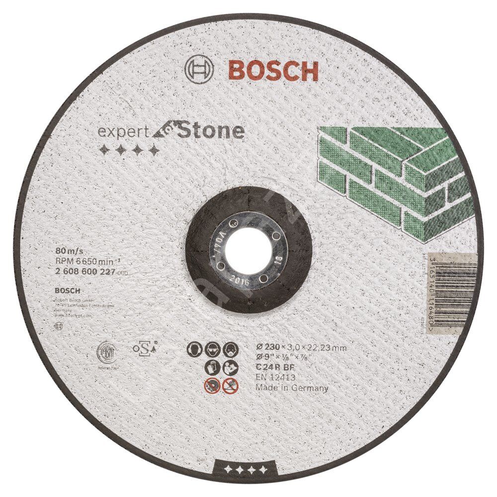 Bosch - 230*3,0 mm Expert Serisi Bombeli Taş Kesme Diski (Taş) 2608600227
