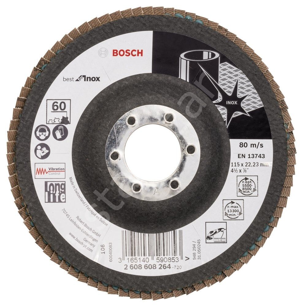 Bosch - 115 mm 60 Kum Best Serisi Inox Flap Disk 2608608264