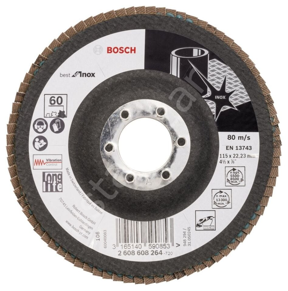 Bosch - 115 mm 60 Kum Best Serisi Inox Flap Disk 2608608264