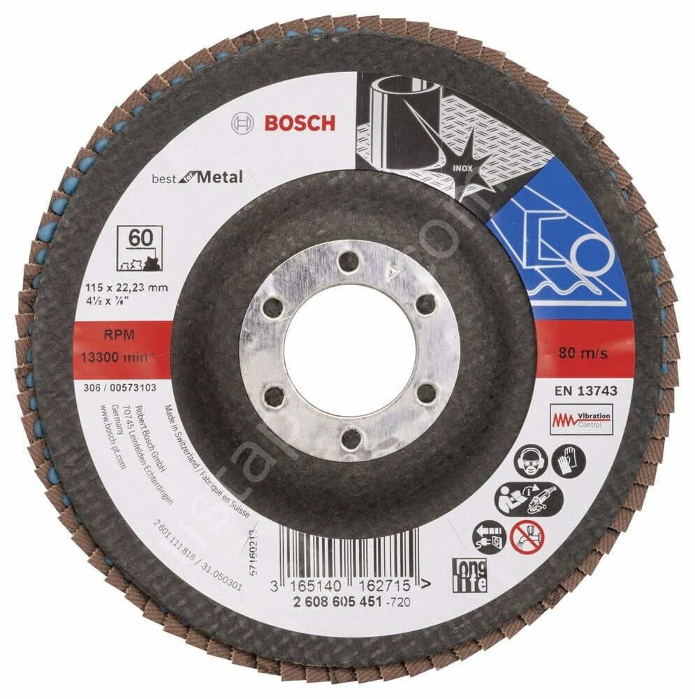 Bosch - 115 mm 60 Kum Best Serisi Metal Flap Disk 2608605451