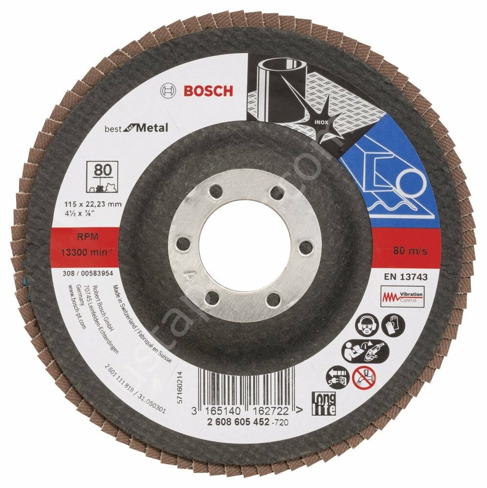 Bosch - 115 mm 80 Kum Best Serisi Metal Flap Disk 2608605452