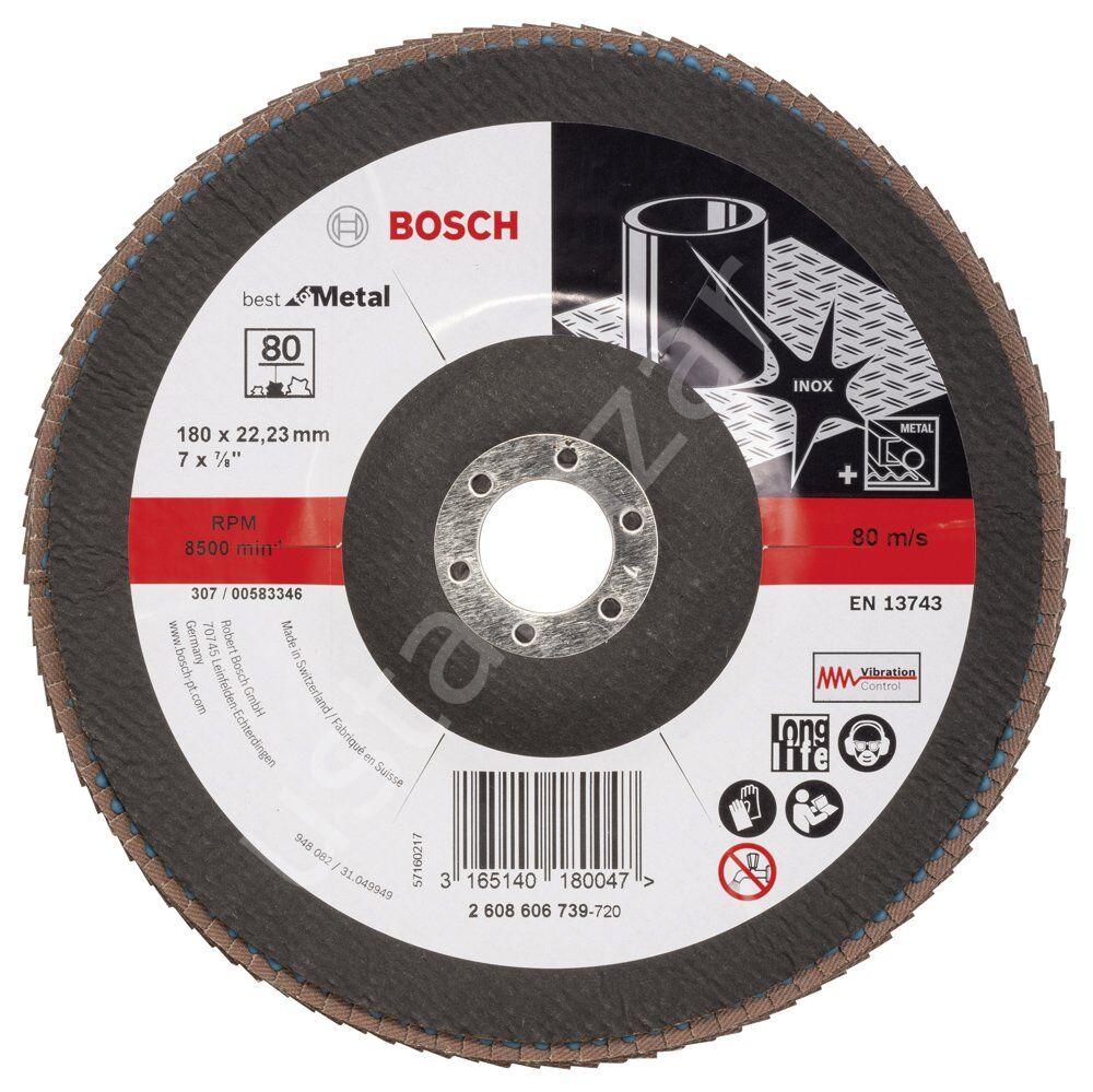 Bosch - 180 mm 80 Kum Best Serisi Metal Flap Disk 2608606739