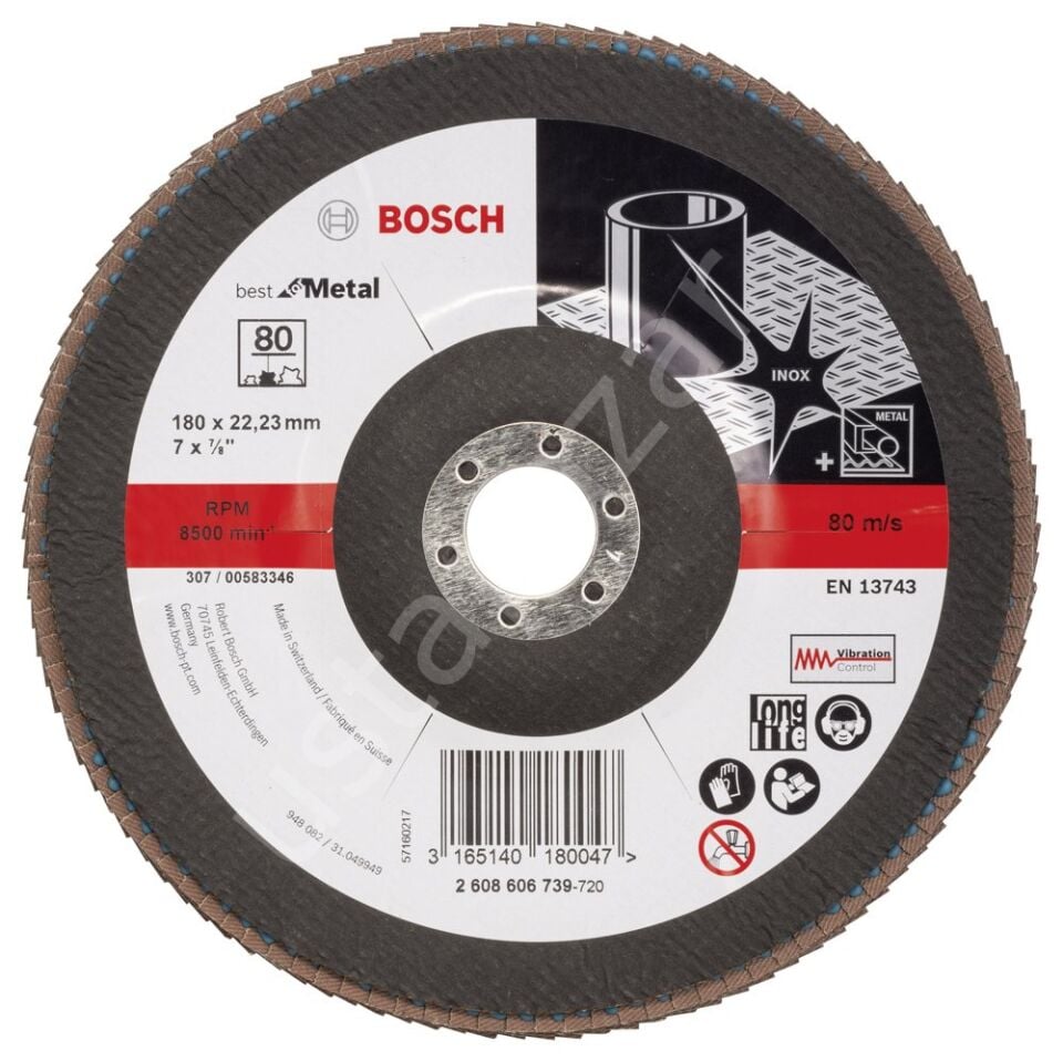 Bosch - 180 mm 80 Kum Best Serisi Metal Flap Disk 2608606739