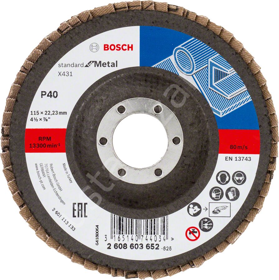 Bosch - 115 mm 40 Kum Standard Seri AlOX Flap Disk 2608603652