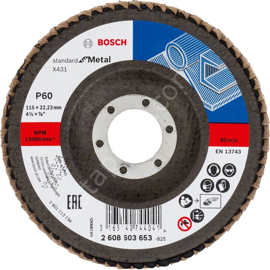 Bosch - 115 mm 60 Kum Standard Seri AlOX Flap Disk 2608603653