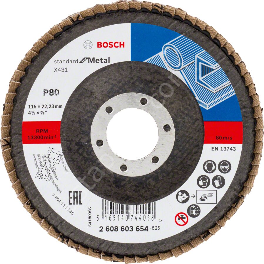 Bosch - 115 mm 80 Kum Standard Seri AlOX Flap Disk 2608603654