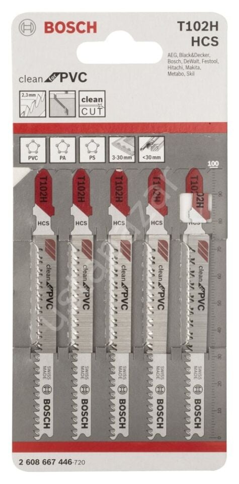 Bosch - Temiz Kesim Serisi PVC İçin T 102 H Dekupaj Testeresi Bıçağı - 5'Li Paket 2608667446