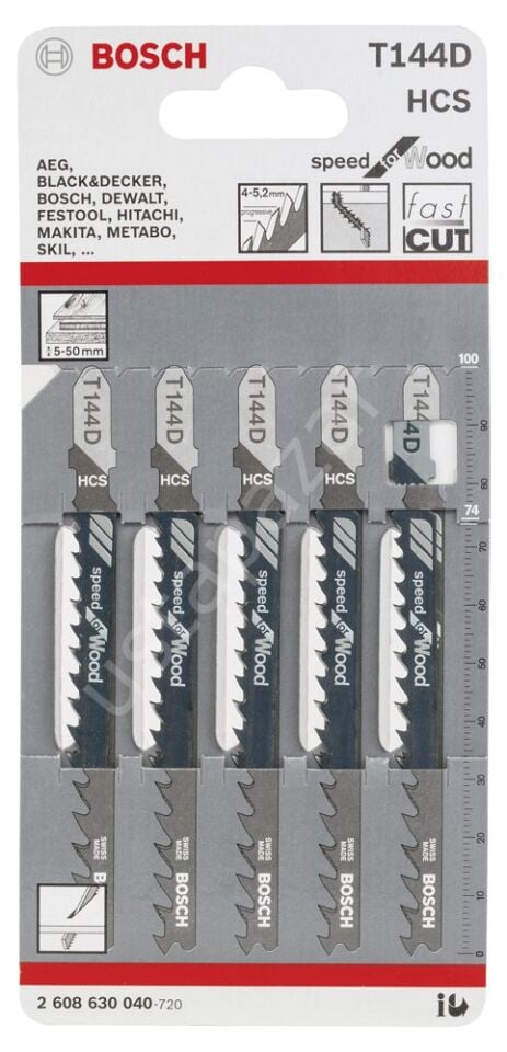 Bosch - Hızlı Kesim Serisi Ahşap İçin T 144 D Dekupaj Testeresi Bıçağı - 5'Li Paket 2608630040