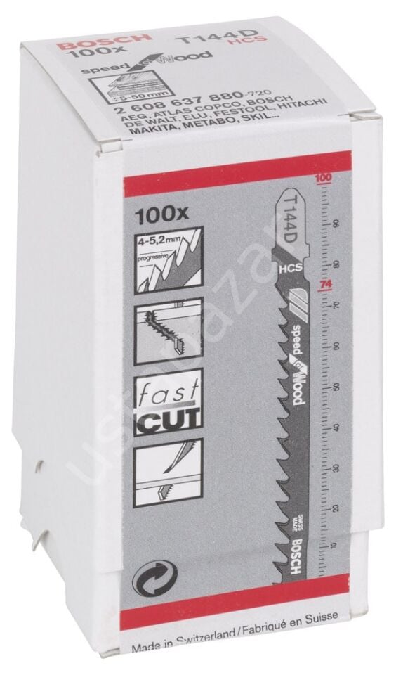 Bosch - Hızlı Kesim Serisi Ahşap İçin T 144 D Dekupaj Testeresi Bıçağı - 100'Lü Paket 2608637880