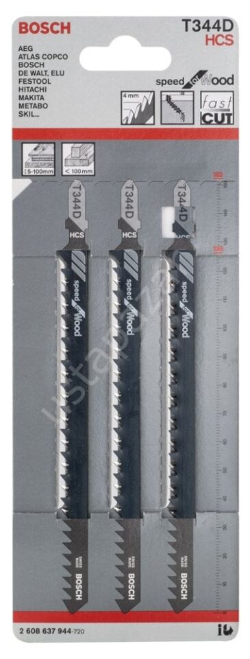Bosch - Hızlı Kesim Serisi Ahşap İçin T 344 D Dekupaj Testeresi Bıçağı - 3'Lü Paket 2608637944