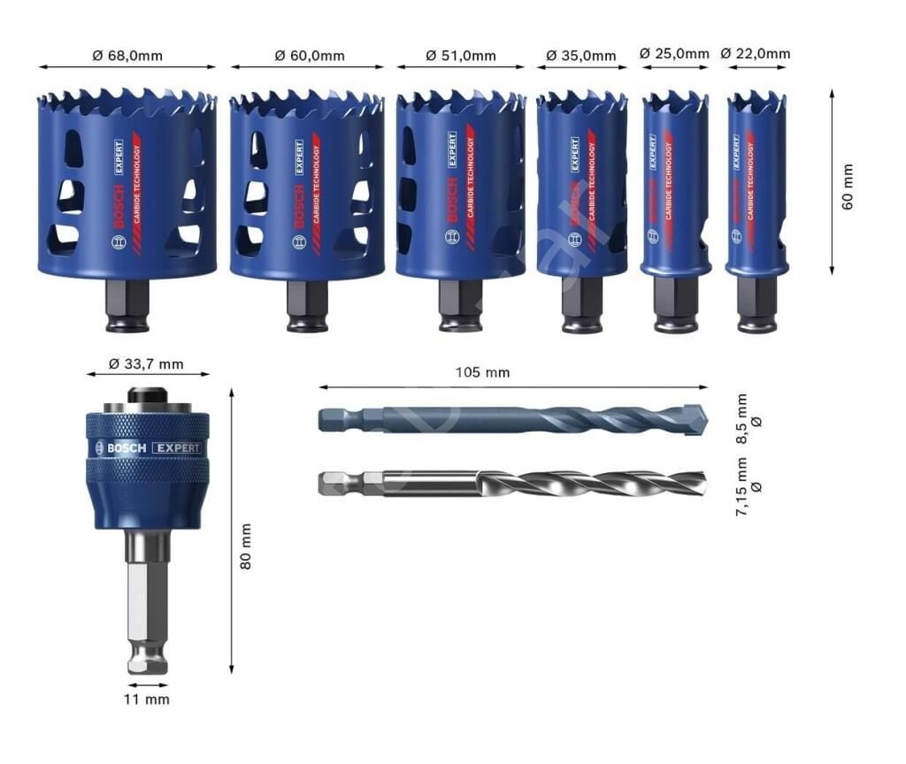 Bosch Expert 9 Parça Sert Malzemeleri Için Panç Seti 2608900445