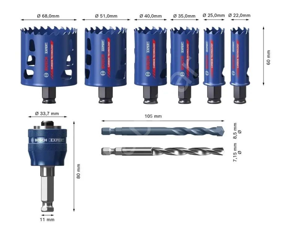 Bosch Expert 9 Parça Sert Malzemeleri Için Panç Seti 2608900446
