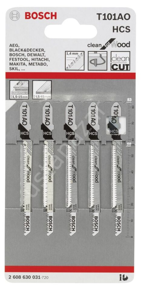 Bosch - Temiz Kesim Serisi Ahşap İçin T 101 AO Dekupaj Testeresi Bıçağı - 5'Li Paket 2608630031