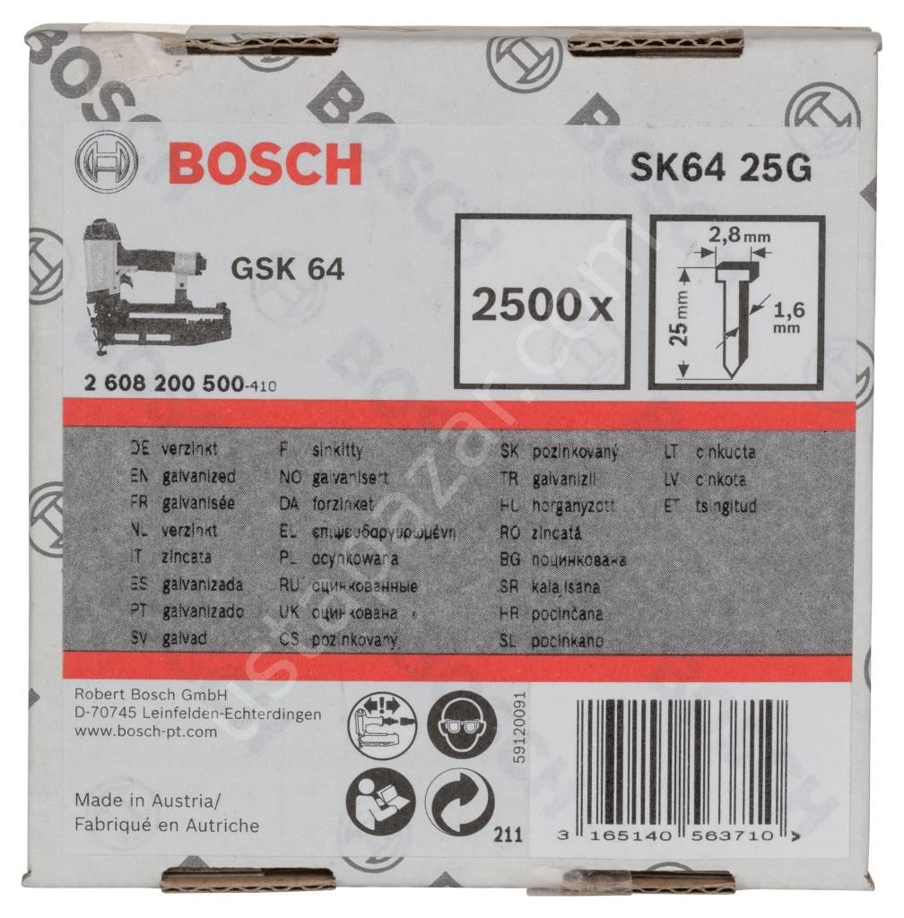 Bosch - GSK 64 Çivisi 25 mm 2500li Galvanizli 2608200500