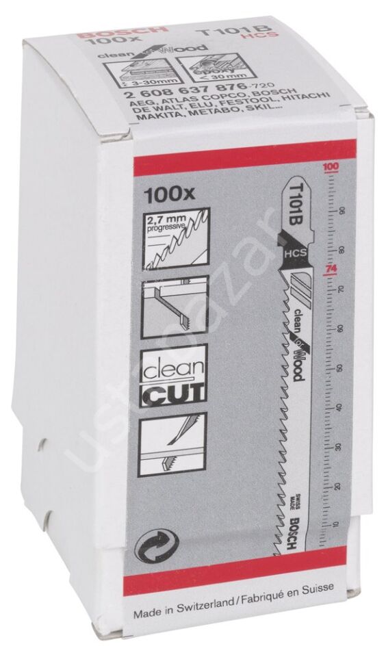 Bosch - Temiz Kesim Serisi Ahşap İçin T 101 B Dekupaj Testeresi Bıçağı - 100'Lü Paket 2608637876