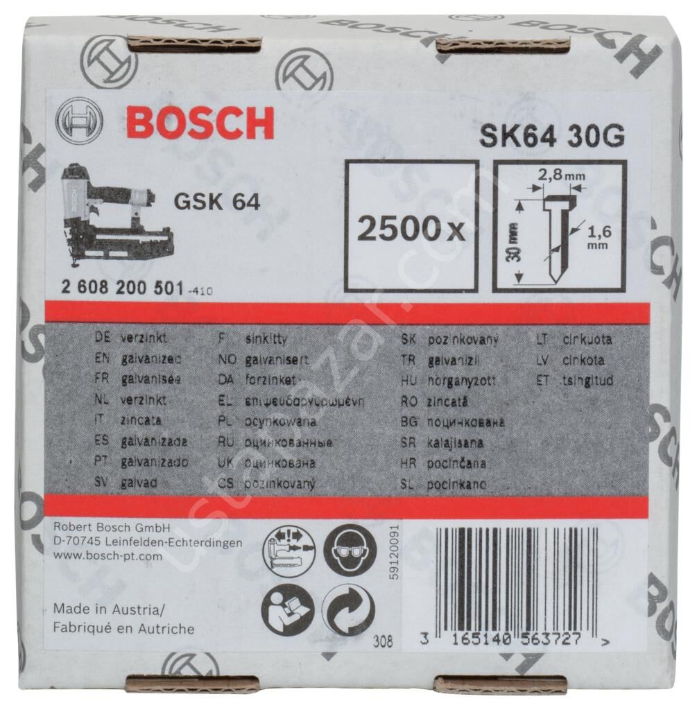 Bosch - GSK 64 Çivisi 30 mm 2500li Galvanizli 2608200501