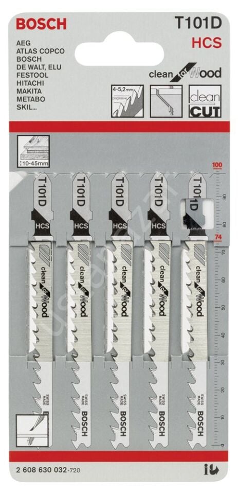 Bosch - Temiz Kesim Serisi Ahşap İçin T 101 D Dekupaj Testeresi Bıçağı - 5'Li Paket 2608630032