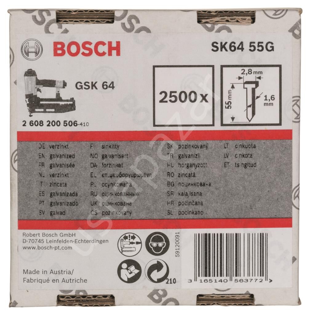 Bosch - GSK 64 Çivisi 55 mm 2500li Galvanizli 2608200506