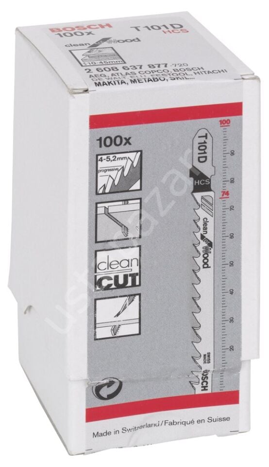 Bosch - Temiz Kesim Serisi Ahşap İçin T 101 D Dekupaj Testeresi Bıçağı - 100'Lü Paket 2608637877
