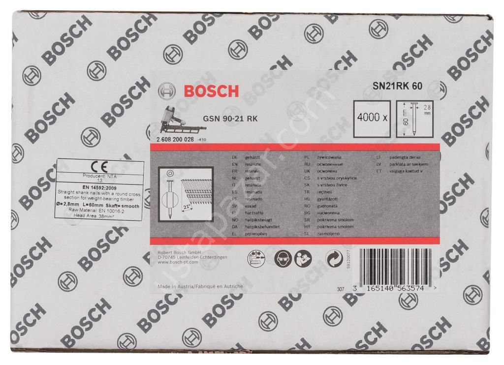 Bosch - GSN 90-21DK Çivi  60mm 4000li Düz Parlak 2608200028