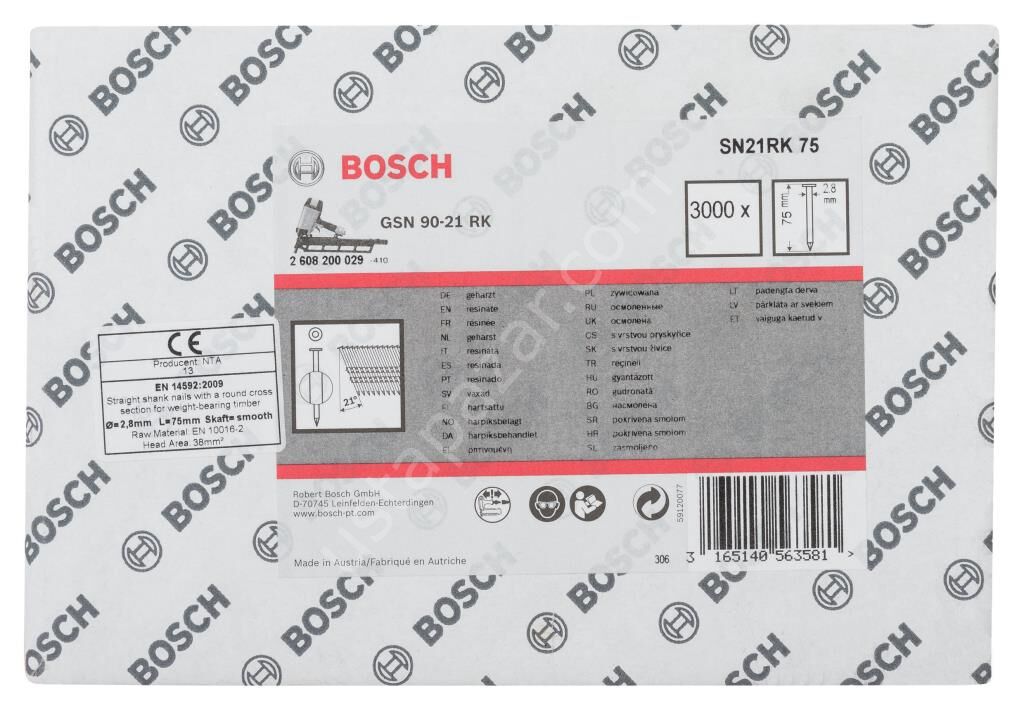 Bosch - GSN 90-21DK Çivi  75mm 3000li Düz Parlak 2608200029
