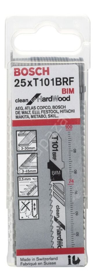 Bosch - Temiz Kesim Serisi Sert Ahşap İçin T 101 BRF Dekupaj Testeresi Bıçağı - 25'Li Paket 2608634989