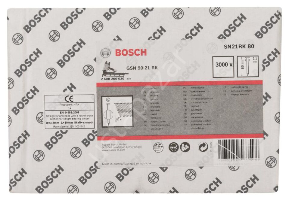 Bosch - GSN 90-21DK Çivi  80mm 3000li Düz Parlak 2608200030