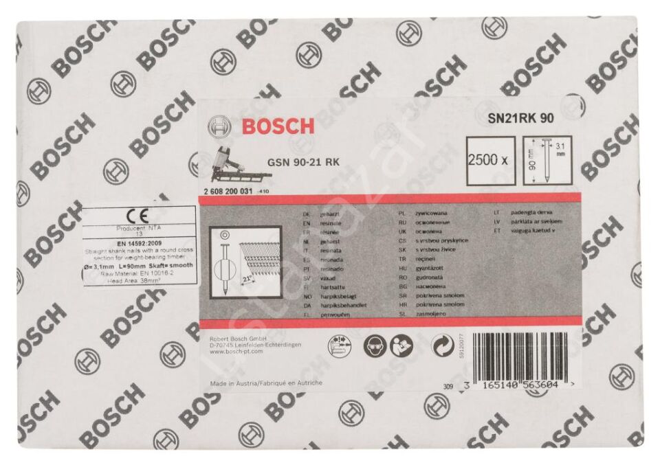 Bosch - GSN 90-21DK Çivi  90mm 2500lü Düz Parlak 2608200031