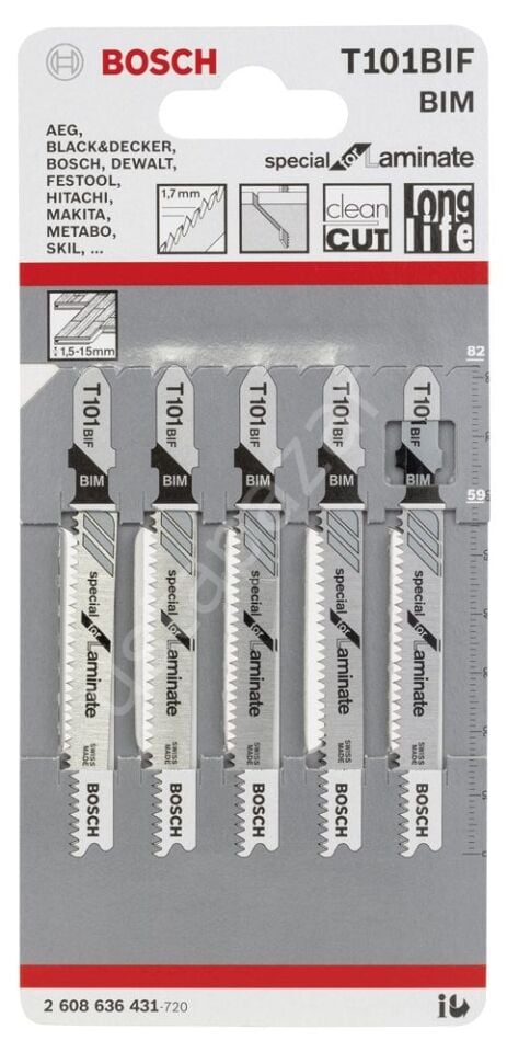 Bosch - Special Serisi Laminant İçin Özel T 101 BIF Dekupaj Testeresi Bıçağı - 5'Li Paket 2608636431